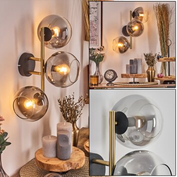 Koyoto Kogellampje, Wandlamp Goud, Zwart, 3-lichts