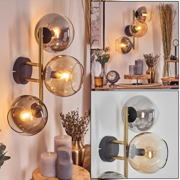 Gastor Kogellampje, Wandlamp Goud, Zwart, 3-lichts