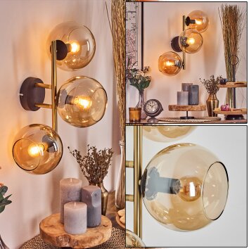 Koyoto Kogellampje, Wandlamp Goud, Zwart, 3-lichts