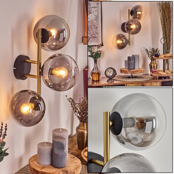 Gastor Kogellampje, Wandlamp Goud, Zwart, 3-lichts