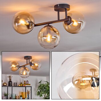 Gastor Plafondlamp, Kogellampje Amber, Duidelijk, 3-lichts