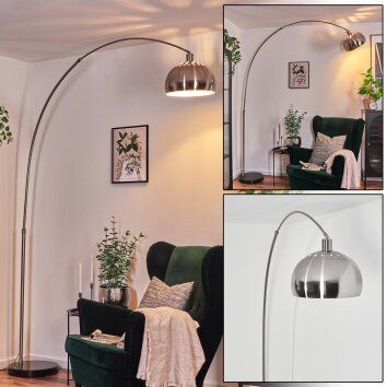 Baloca Staande lamp, Booglampen Nikkel mat, Zwart, 1-licht