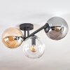 Gastor Plafondlamp, Kogellampje Amber, Duidelijk, Rookkleurig, 3-lichts