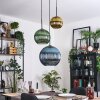Koyoto Hanglamp, Kogellampje, Cluster hanglamp 30 cm Blauw, Goud, Groen, 3-lichts