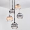 Koyoto Hanglamp, Kogellampje, Cluster hanglamp Amber, Duidelijk, Rookkleurig, 5-lichts