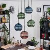 Koyoto Hanglamp, Kogellampje, Cluster hanglamp Blauw, Groen, Koperkleurig, 5-lichts