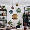 Koyoto Hanglamp, Kogellampje, Cluster hanglamp Blauw, Goud, Groen, Koperkleurig, 5-lichts