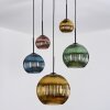 Koyoto Hanglamp, Kogellampje, Cluster hanglamp Blauw, Goud, Groen, Koperkleurig, 5-lichts
