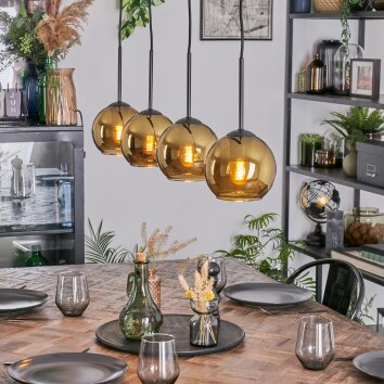 Koyoto Hanglamp, Kogellampje, Hanglamp Goud, 4-lichts