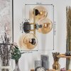 Gastor Kogellampje, Wandlamp Goud, Zwart, 3-lichts