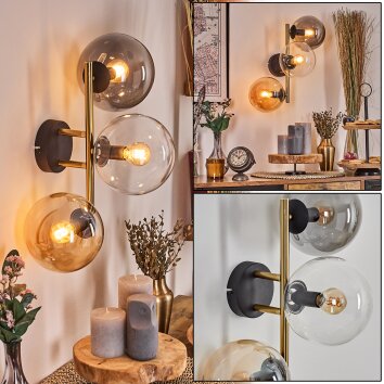 Gastor Kogellampje, Wandlamp Goud, Zwart, 3-lichts