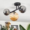 Chehalis Plafondlamp, Kogellampje Amber, Chroom, Rookkleurig, 3-lichts