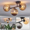 Chehalis Plafondlamp, Kogellampje Amber, Chroom, Rookkleurig, 3-lichts