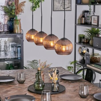 Koyoto Hanglamp, Kogellampje, Hanglamp Koperkleurig, 4-lichts