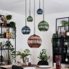 Koyoto Hanglamp, Kogellampje, Cluster hanglamp Blauw, Groen, Koperkleurig, 5-lichts