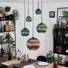 Koyoto Hanglamp, Kogellampje, Cluster hanglamp Blauw, Groen, Koperkleurig, 5-lichts