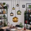 Koyoto Hanglamp, Kogellampje, Cluster hanglamp Blauw, Goud, Groen, 5-lichts