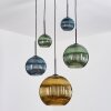 Koyoto Hanglamp, Kogellampje, Cluster hanglamp Blauw, Goud, Groen, 5-lichts
