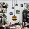 Koyoto Hanglamp, Kogellampje, Cluster hanglamp Blauw, Goud, Groen, 5-lichts