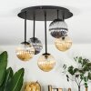 Chehalis Plafondlamp, Kogellampje Amber, Chroom, Rookkleurig, 5-lichts