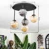 Chehalis Plafondlamp, Kogellampje Amber, Chroom, Rookkleurig, 5-lichts