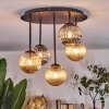 Chehalis Plafondlamp, Kogellampje Amber, Chroom, Rookkleurig, 5-lichts