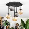 Chehalis Plafondlamp, Kogellampje Amber, Chroom, Rookkleurig, 5-lichts