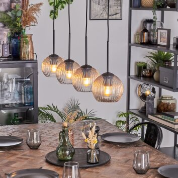Koyoto Hanglamp, Kogellampje, Hanglamp Amber, Duidelijk, 4-lichts