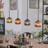 Koyoto Hanglamp, Kogellampje, Hanglamp Blauw, Groen, Koperkleurig, 4-lichts