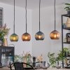 Koyoto Hanglamp, Kogellampje, Hanglamp Blauw, Groen, Koperkleurig, 4-lichts