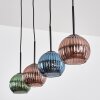 Koyoto Hanglamp, Kogellampje, Hanglamp Blauw, Groen, Koperkleurig, 4-lichts