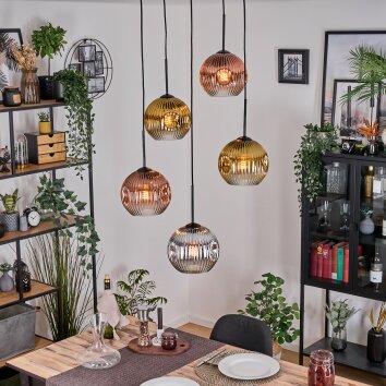 Koyoto Hanglamp, Kogellampje, Cluster hanglamp Chroom, Goud, Duidelijk, Koperkleurig, Rookkleurig, 5-lichts