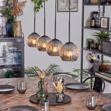 Ripoll Hanglamp, Kogellampje, Hanglamp Rookkleurig, 4-lichts