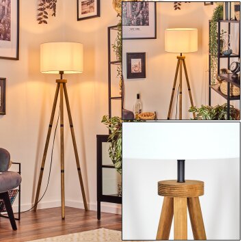 Soungou Staande lamp Hout donker, Zwart, 1-licht