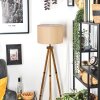 Soungou Staande lamp Hout donker, Zwart, 1-licht