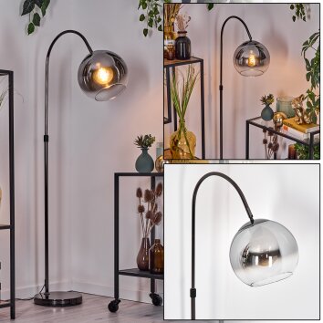 Koyoto Staande lamp, Booglampen Chroom, Zwart, 1-licht