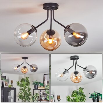 Gastor Plafondlamp, Kogellampje 42 cm Amber, Duidelijk, Rookkleurig, 3-lichts