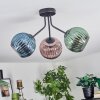 Koyoto Plafondlamp, Kogellampje Blauw, Groen, Koperkleurig, 3-lichts