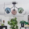Koyoto Plafondlamp, Kogellampje Blauw, Groen, Koperkleurig, 3-lichts