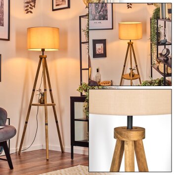 Soungou Staande lamp Bruin, Natuurlijke kleuren, Zwart, 1-licht