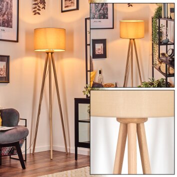 Soungou Staande lamp Hout licht, Wit, 1-licht