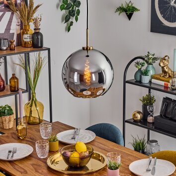 Koyoto Hanglamp, Kogellampje, Hanglamp Goud, Zwart, 1-licht