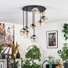 Koyoto Plafondlamp, Kogellampje Amber, Duidelijk, Rookkleurig, 9-lichts