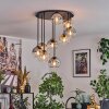 Koyoto Plafondlamp, Kogellampje Amber, Duidelijk, Rookkleurig, 9-lichts