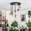 Koyoto Plafondlamp, Kogellampje Amber, Duidelijk, Rookkleurig, 9-lichts