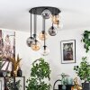 Gastor Plafondlamp, Kogellampje Amber, Duidelijk, Rookkleurig, 9-lichts