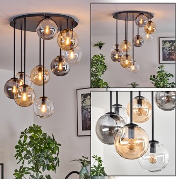 Gastor Plafondlamp, Kogellampje Amber, Duidelijk, Rookkleurig, 9-lichts