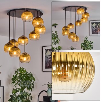 Koyoto Plafondlamp, Kogellampje 57 cm Goud, Duidelijk, 9-lichts