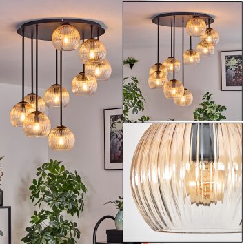 Koyoto Plafondlamp, Kogellampje Amber, Duidelijk, 9-lichts