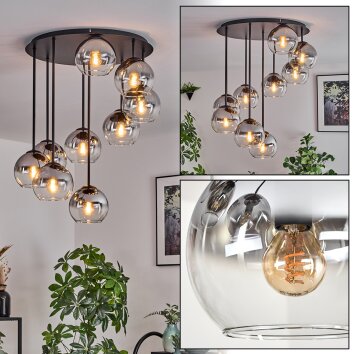 Koyoto Plafondlamp, Kogellampje 57 cm Duidelijk, Rookkleurig, 9-lichts